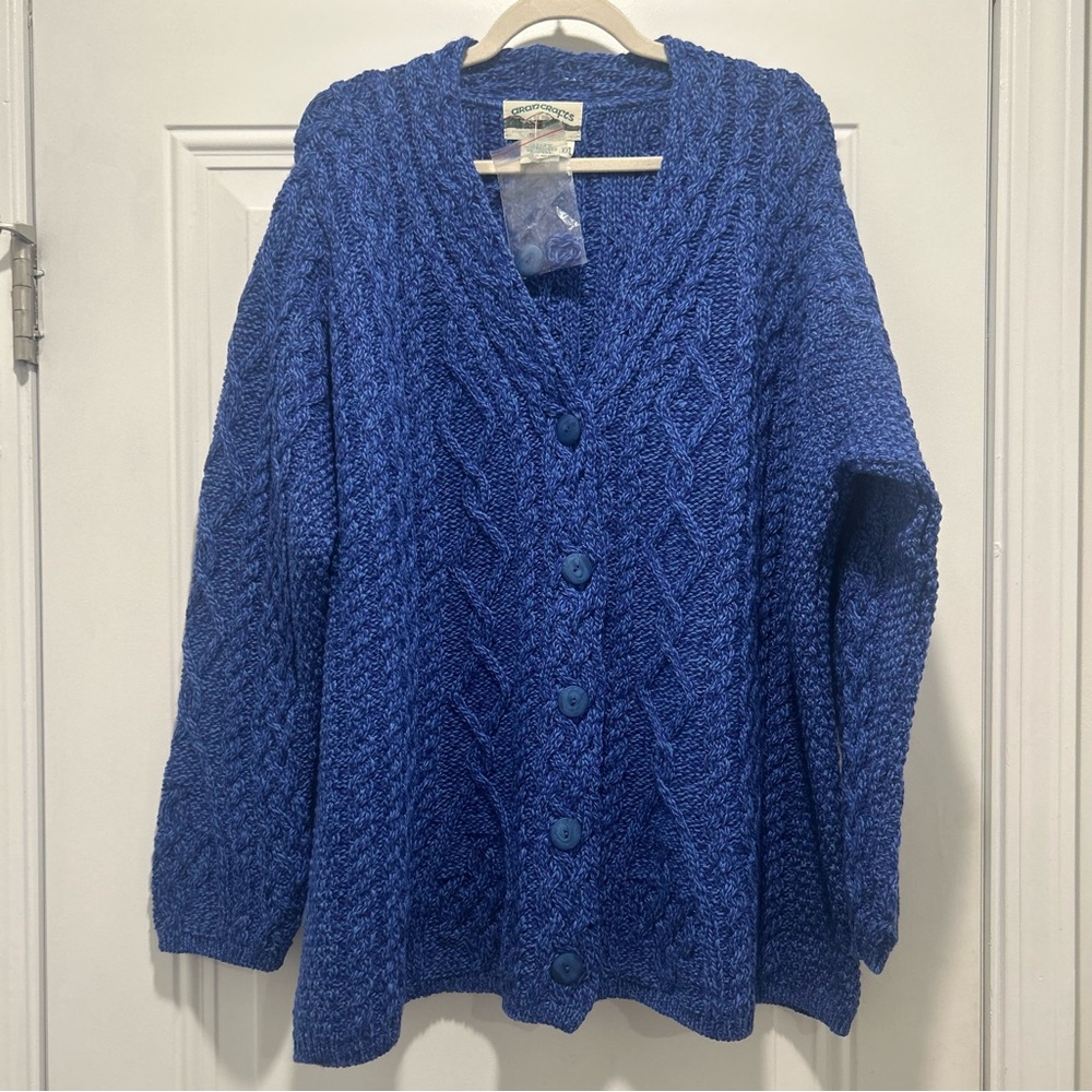 Aran Crafts 100% Merino Wool Made in Ireland Cable Knit Cardigan XXL